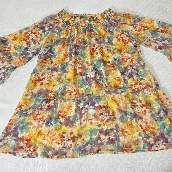 NY COLLECTION WOMEN RSWIM COVER UP TUNIC Yellow Foral One Size Boho Fairycore - Picture 1 of 6